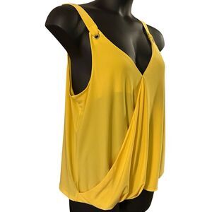 Jules & Leopold Women's Yellow Sleeveless V-Neck Draped Wrap Top Size Large